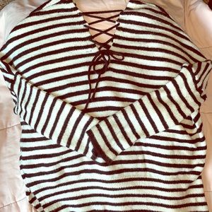 White and black striped Ana sweater